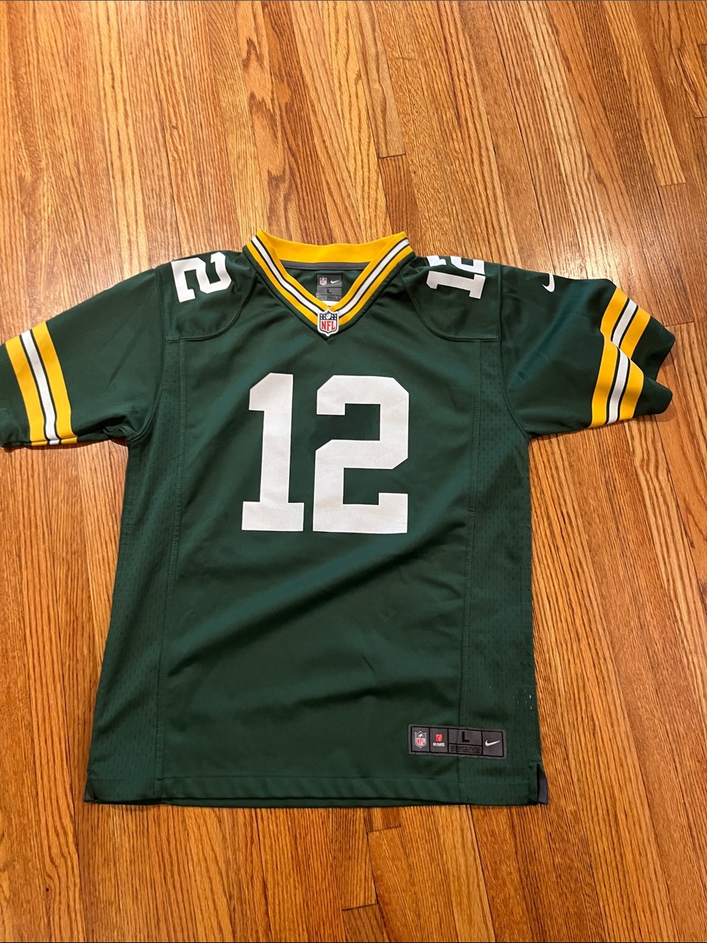 Youth Green #12 Rodger’s NFL Jersey with White Numbers
